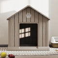Bifanuo Dog House for Outdoor & Indoor Use with Window, Waterproof Ventilated Kennel with Elevated Floor, Easy to Clean Shelter for Small Medium Large Dogs (Grey, 37.2" L x 40" W x 40" H)