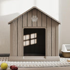 Bifanuo Dog House for Outdoor & Indoor Use with Window, Waterproof Ventilated Kennel with Elevated Floor, Easy to Clean Shelter for Small Medium Large Dogs (Grey, 37.2" L x 40" W x 40" H)