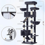 Cat Tree for Large Cats, 78.7"(200cm) Tall Cat Tower for Indoor Cats Multiple Cats with Large Top Perch, Cat Condo, Cat Hammcok, Cat Scratching Post, Dark Gray GCT031G