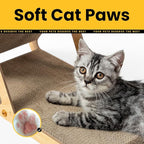 A-Frame Cat Scratching Board, Recycled Cardboard & Wood Frame, Dual-Sided Vertical Horizontal Cat Scratcher for Indoor Kittens, Space-Saving Furniture Protector for Sofa Walls-Light Wood, Small