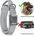 COOYOO Dog Collar,3 Piece Set Tactical Dog Collars, Adjustable Military Training Nylon Dog Collar with Control Handle and Heavy Metal Buckle for Medium and Large Dogs