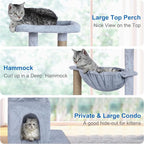 Cat Tree Tower 29.5 inch, Cat Tree for Indoor Cats with Hammock Perch, Small Cat Tower Playhouse Condos, Grey