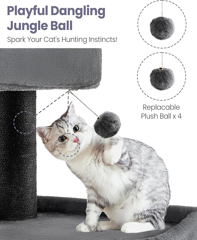 Heavy Duty Cat Tree for Large Cats Adult - 60 Inch XXL Sturdy Cat Tower Condo with Extra Wide Scratching Posts (φ4.4in) Big Cat House Hammock Perch - Indoor Wood Modern Multi Level Corner Cat Bed