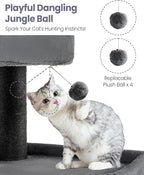 Heavy Duty Cat Tree for Large Cats Adult - 60 Inch XXL Sturdy Cat Tower Condo with Extra Wide Scratching Posts (φ4.4in) Big Cat House Hammock Perch - Indoor Wood Modern Multi Level Corner Cat Bed