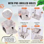 Multi-Level Cat Tree Tower with Sisal Scratching Posts, Plush Condo & Toys - Durable Cat Activity Center for Indoor Cats (Light Grey, 68.5)