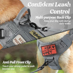 rabbitgoo Tactical Dog Harness Medium Sized, Heavy Duty Pet Harness with Handle, No-Pull Service Vest Medium Breed, Adjustable Military Dog Vest for Training Hunting Walking, Grey, M
