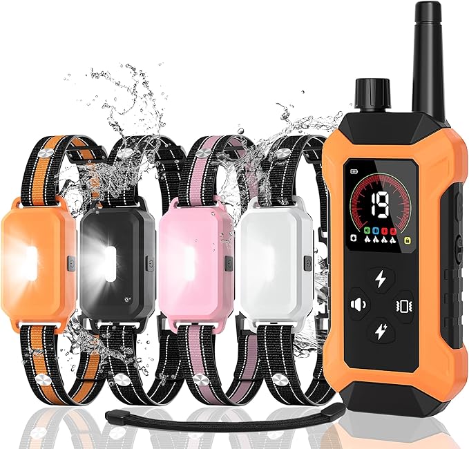 Shock Collar for Dogs 4 Pack (5–150Lbs), 4400FT Waterproof 4 Dog Training Collar with Remote Control 5 Training Modes Rechargeable Electric Dog Collar with Light, E Collars for Small Medium Large Dogs