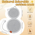 25.6 Inch Large Scratching Mat for Indoor Cats Natural Cotton Rope Flat Scratcher with Ear Hooks and Ball Toy Cat Scratch Rug Pad for Wall, Couch, Carpets, Sofas(Light Gray)