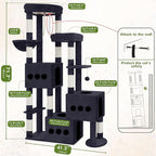 Cat Tree for Large Adult, 71.7'' Tall Cat Tower for Indoor Cats, Sturdy Heavy Duty Cat Tree Tower for 20 lbs+Cats, 3 Big Cat Condos, 10 Scratching Posts, 3 Platforms, Drak Gray GCT036G