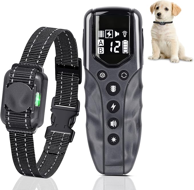 Ultra Small Shock Collar for Small Dogs, Dog Training Collar with Remote for Small Dogs 5-15lbs & Medium Large Dogs, Rechargeable, 2000ft Range, Collar with Beep, Vibration, Safe Shock,Grey