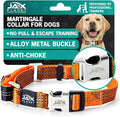 Orange Martingale Collar for Dogs - Heavy Duty Nylon Pet Collars for Escape-free, No Pull Training & Walking with Alloy Metal Release Buckle & Reflective D Ring, One Time Adjustment, Safe & Secure, XL