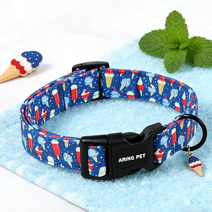 ARING PET Summer Dog Collar, Cute Blue Ice Pop Ice Cream Pet Collars for Puppy Small Medium Large Female Girl Dogs-XS, for Daily Walking Training Beach Outdoor Play