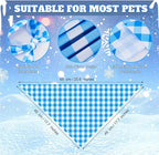 Abbylike 50 Pcs Plaid Dog Bandanas Bulk Blue Checkered Bandanas for Dogs Triangle Kerchief Bibs Scarf Set for Pet Holiday Costume Photo Props Accessories Pet Shops (25.6 x 17.7 x 17.7 Inch)
