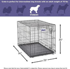 MidWest Homes for Pets 36-Inch iCrate for Medium-Large Breeds, 41-70 lbs, Single Door Folding Dog Crate with Divider Panel, Leak-Proof Tray & Secure Latches, Portable, Durable & Easy to Assemble