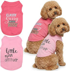 Parisian Pet 2 Pack Dog Shirts – 100% Cotton Shirts for Large Dogs – Pink Sleeveless Stylish Girl Dog Clothes – Breathable and Lightweight Pet Apparel - Stretchy Summer T Shirts for Dogs