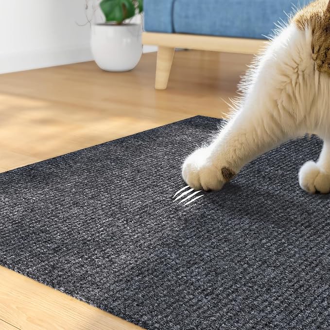 ReWallpaper Cat Scratch Mat Trimmable Sisal Textured Dark Grey Cat Carpet Scratching Post Self Adhesive Durable Claw Guard Pad for Sofa Chair Legs Desk Side Door Frame Furniture Protector 12in x 6.5ft