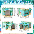 2 Story Cardboard Cat House with Scratcher Pad for Small Kitten,17x12x10 Multi Level Durable Cat Condo & Villa for Bunny Rabbit Small Animals Christmas Birthday Gift(17x12x10,Hawaii)