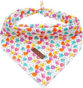 Elegant little tail Dog Bandana, Valentine's Day 1PC Washable Dog Scarf Female or Male Square Bib Kerchief Scarf Adjustable Pet Bandana for Medium Large Dogs