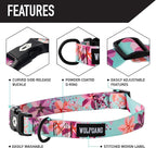 Wolfgang Heavy Duty Martingale Dog Collar with Quick Release Nylon Buckle for Walking & Training, DigiFloral Print, Small