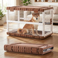 Collapsible Dog Crate for Large Dogs - 36" L Heavy Duty Dog Kennel No Tools Required with 4 Sides Steel Foldable Cage for Dogs Indoor, Portable Carrier with 2 Smooth Wheels, Woodgrain