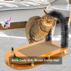 5-in-1 Multifunctional Cardboard Cat Scratcher,Cat Hair Brush for Grooming with Sturdy Cat Scratching Pad and Catnip Toy