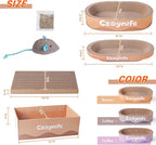3PCS Cat Scratcher Bed, Oval Cat Scratcher Pad Bowl Nest for Indoor Cats, Round Cat Scratching Cardboard, Furniture Protector for Couch, for Kittens (Brown, 15.7 * 10 in)