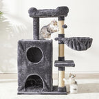 Multi-Level Cat Tree Tower for Large Cats with Scratching Posts, Condos, Perch, Hammocks & Toys, Cat Jungle Gym for Indoor Cats, Ideal for Multi-Cat Households, Dark Grey