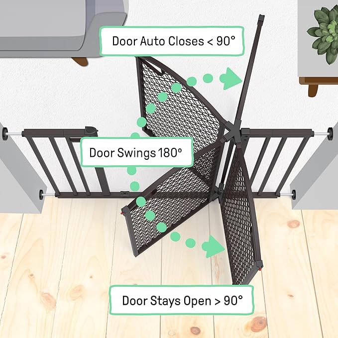 Ingenuity Decorative Panel Tall Baby Gate & Dog Gate, 28"-42" Wide, 30" Tall, Hardware or Pressure Mounted, Install on Top or Bottom of Stairs, Banister, or Doorway - Espresso