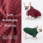 2 Pack Dog Hoodie Sweaters for Small Medium Dogs Warm Dog Clothes for Large Dogs Soft Waffle-Like Laminated Sweatshirt Bulldog (Dark Green+Wine Red, XXS (Back: 8",Chest: 11", Neck: 7.9"))