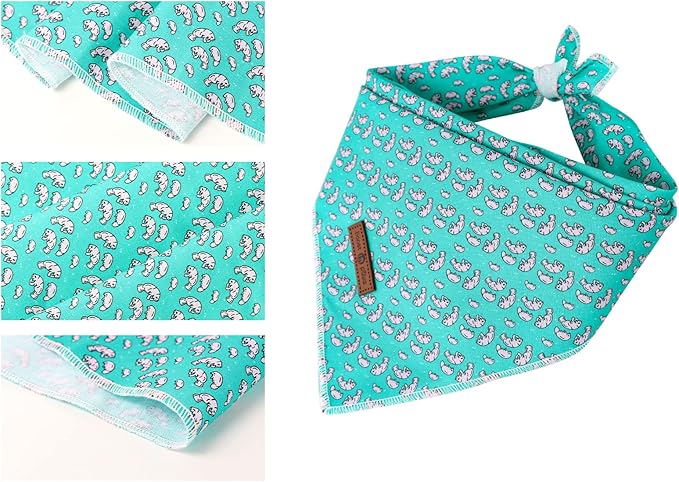 Lionet Paws Summer Dog Bandanas 2 Pack, Washable Triangle Bibs Scarves, Adjustable Holiday Scarves for Medium to Extra Large Dogs