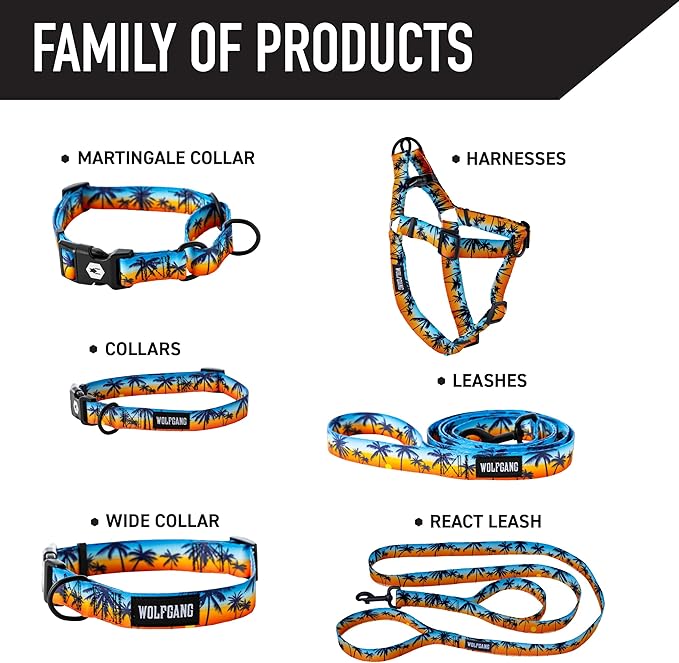 Wolfgang Heavy Duty Dog Leash, Pull-Tested for Walking & Training, SunsetPalms Print, Small