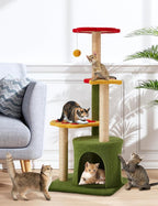 37in Cute Cat Tree Kitten Cat Tower for Indoor Cat Condo Sisal Scratching Posts with Jump Platform Cat Furniture Activity Center