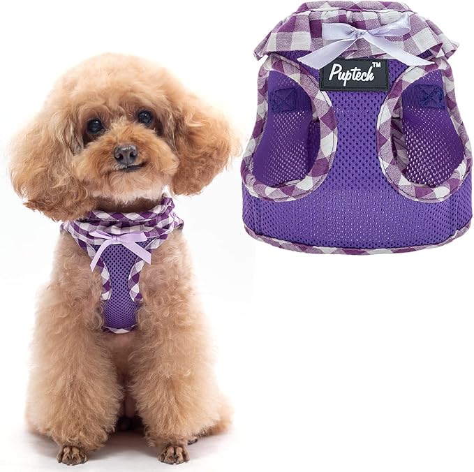 PUPTECK Dog Harness for Puppy and Small Sized Dogs, Step-in No Pull Soft Mesh Vest Harness for Cats Small Pets Walking, Purple, New XS
