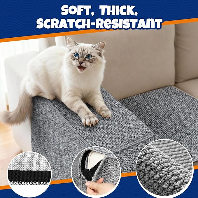 Cat Scratcher Couch Protector - Couch Corner & Armrest Protectors for Cats, Furniture Sofa Protector from Cat Claws Scratch