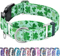 St.Patrick's Day Reflective Martingale Collar for Dogs with Quick Release Buckle Spring Clover Holiday Dog Collars (Shamrock, Large)