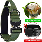 Heavy Duty Tactical Dog Collar – Adjustable Nylon with Metal Buckle, Durable & Comfortable for Medium to Large Dogs (German Shepherd, Labrador, Rottweiler), Orange, Large, for Training & Outdoor Use.