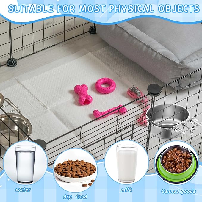 Zubebe Stainless Steel Hanging Dog Crate Bowls, Non-Spill Kennel Food Water Bowls with Screw Clamp Attach Holders, Removable Mountable Metal Cage Feeder for Pet(41 oz)