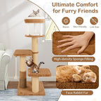 PETSITE 65 Inch Tall Cat Tree, Multi-Level Cat Tower with Scratching Posts, Soft Faux Rabbit Fur Padded Perches, Removable Cushion, Sisal Rope, and Dangling Ball, Modern Cat Tree Tower for Indoor Cats