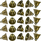 Maydahui 90 PCS Bronze Jingle Bells Brass Color Vintage Small Craft Bell (1.7 X 1.5 Inches) for Wedding Doors Dog Collar Christmas Hallowmas Decor