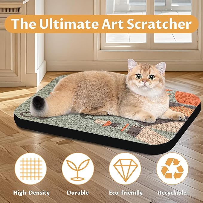 2 Pack Art Cat Scratcher, Wall-Mountable Cat Scratch Pad, Wall Cat Scratcher 16.7x11x1 Inch Cat Scratching Board for Indoor Cats Toy(Poker)