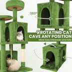 58" Cat Tree Large Cat Tower Condo w/Multi-Level Scratching Post for All Indoor Cats (Green)