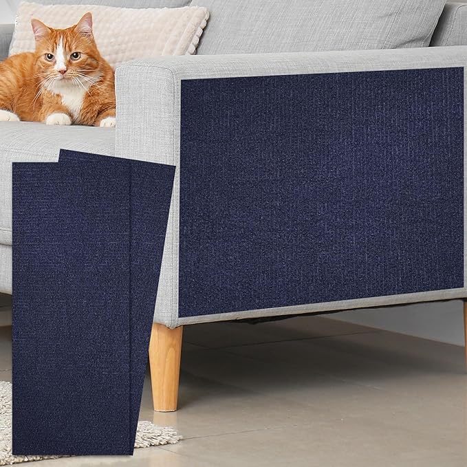 uxcell Self-Adhesive Cat Scratching Mat, 2 Rolls 39.4" x 15.8" Couch Protector from Cat Claws for DIY Sofa, Wall, Doors, Cut Anti Cat Scratch Pad Carpet Mat, Dark Blue
