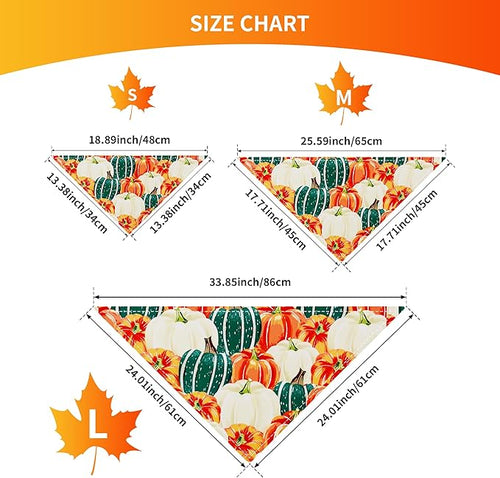 10PCS Dog Bandanas Fall for Small XS Breed Dog Pumpin Harvest Leaves Forest Autumn Pattern Kerchief Triangle Bibs Head Scarves Boys and Girls Grooming Accessories Costume