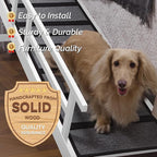 Dog Ramp for Bed or Couch, Wooden Pet Ramp with 20° Gentle Slope, Removable Side Rails, Non-Slip Surface, Top Platform & Wheels, Safe Bed Ramp for Small, Large & Senior Dogs, 74" Long, White