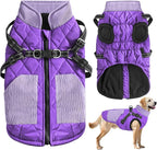 Mosucoirl Warm Dog Coats Pet Clothes, Waterproof Dogs Jacket Reflective Pet Outfits Winter Dog Cold Weather Coat Cozy Snow Jackets Vest for Small Medium Large Dogs Puppy Doggie (Purple, XXL)
