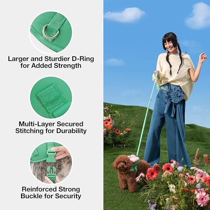 VETRESKA Flora Dog Harness, Leash and Collar Set, No Pull Dog Vest Harness for Walking and Training, Adjustable, Easy Control and Soft Padded Pet Harness and Backpack for Small Medium Large Dogs, M
