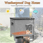 Heated Dog House for Outside Weatherpoof Plastic Dog Houses Outdoor Indoor Waterproof Feral/Pet Dog Shelter for Medium and Small Dogs (Grey)