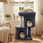 DORTALA Cat Tree for Indoor Cats, 26-Inch Cat Tower with 2 Cozy Condos, Sisal Scratching Post, Plush Top Perch, Modern Kittens Activity Play Center (Dark Grey)