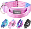 Tactical Dog Collar, 1.5" Wide Thick Heavy Duty Dog Collar with Handle, Soft Neoprene Padded Military-Grade Nylon Training Collar with Quick Release Metal Buckle for Large Dogs (Pink, L,XL)