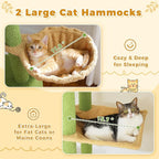 PETEPELA Floor to Ceiling Cat Tree, Adjustable 90.5''-100.4'' Cat Tower Cactus Climbing Tree with Scratching Posts, Spacious Condo and Large Hammock for Indoor Cats Large Adult, Green